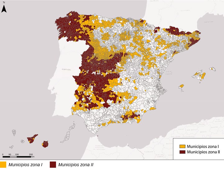 Mapa radón por municipios - España